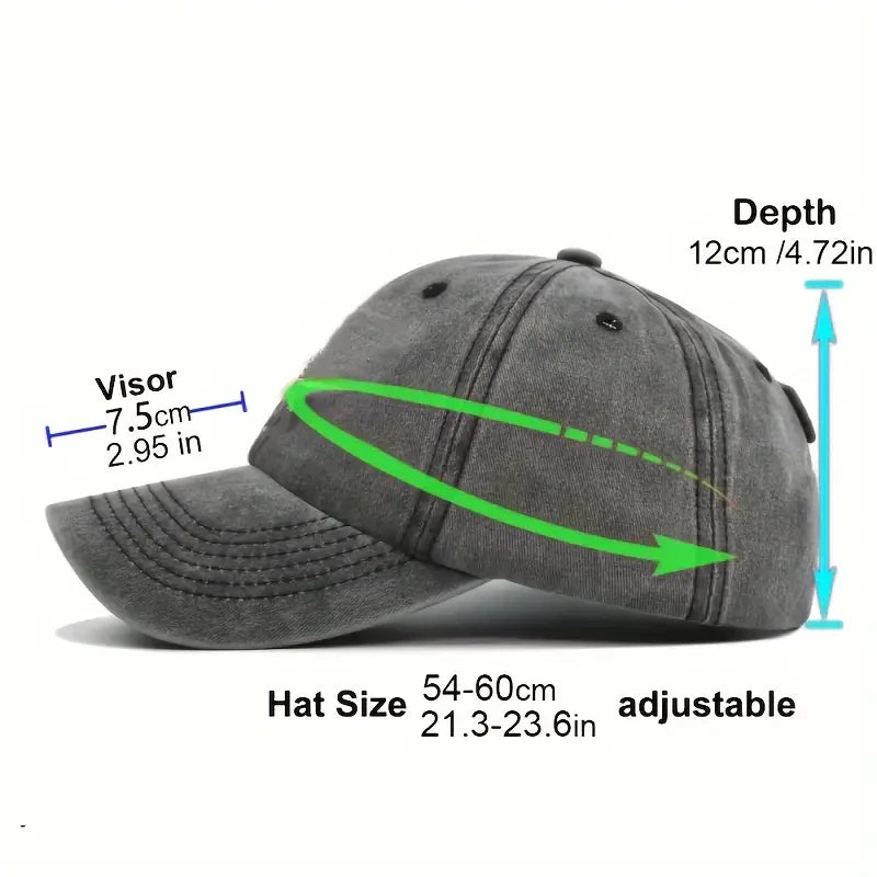 Cap Washed Cotton Adjustable FOCUS Print Unisex Classic Style Baseball Cap