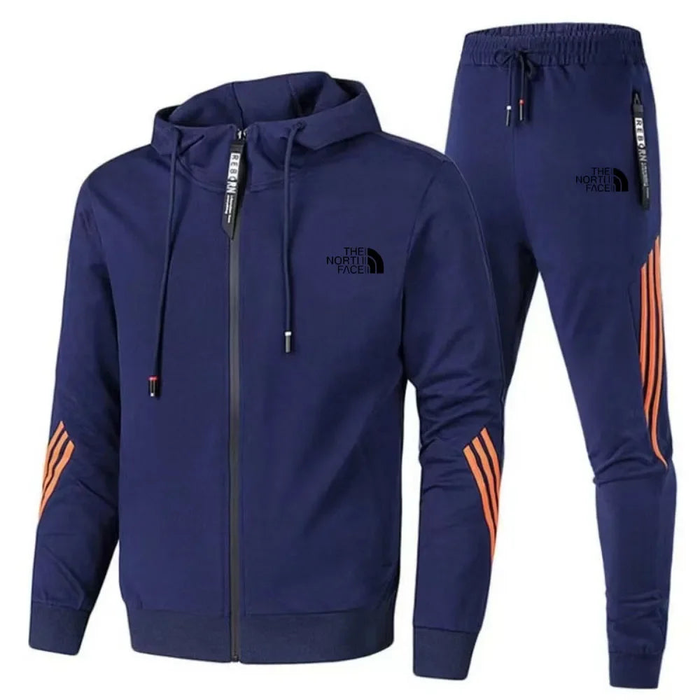 2024Men's Suit Two-Piece Tracksuit Casual Sports Jacket+Trousers Harajuku Sports Suit Spring And Autumn Hoodie Sportswear