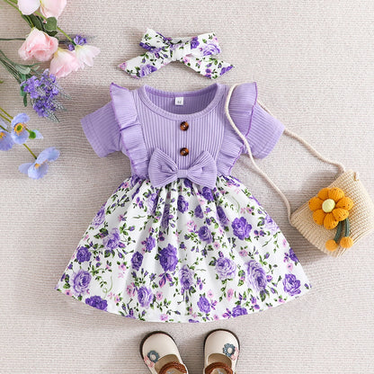 Dress Baby Girl 0-3 Years old Summer Short Sleeve Fashion Cute Floral Kids Princess Dresses