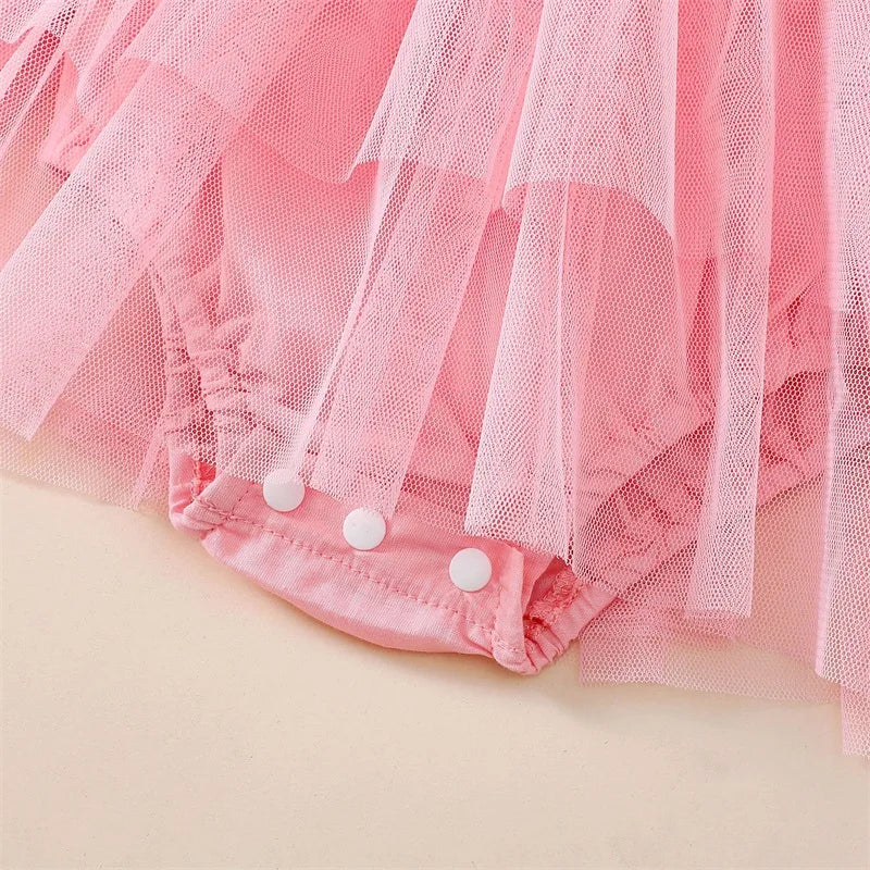 Newborn Baby Girl Pink Cow Print Ruffle Tutu Tulle Romper Dress Princess Birthday Western Cowgirl Summer Outfit