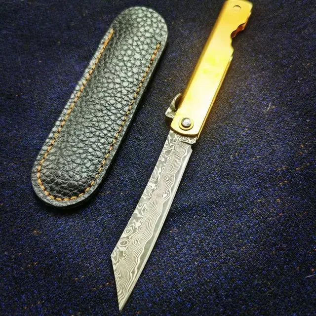 Damascus textured knife, EDC convenient pocket folding knife, outdoor camping self-defense survival knife