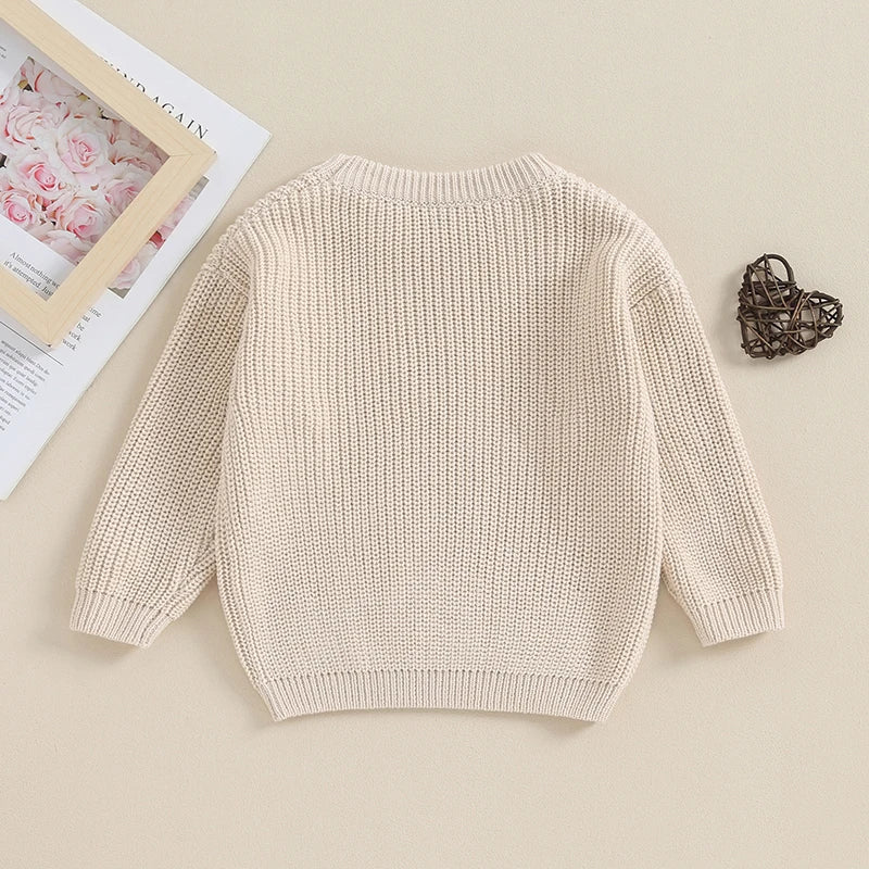 Lioraitiin 0-18M Baby Girl Knit Sweater Love Heart Embroidery Sweatshirt Pullover Tops Infant Valentine's Day Clothes