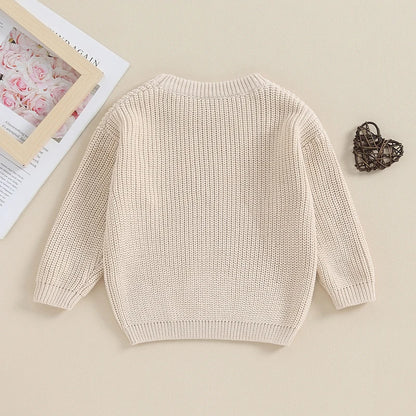 Lioraitiin 0-18M Baby Girl Knit Sweater Love Heart Embroidery Sweatshirt Pullover Tops Infant Valentine's Day Clothes