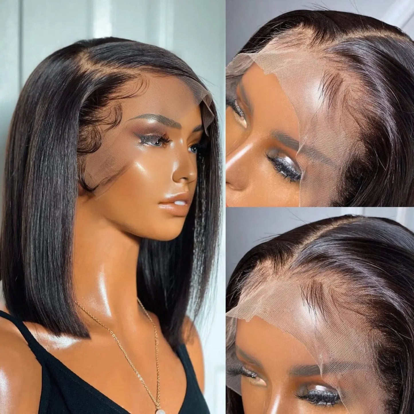 12Inch Bob Wig Human Hair 13x4 Straight Lace Front Wigs Human Hair 180% Density 15A Straight Bob Wigs For Black Women Pre Plucke