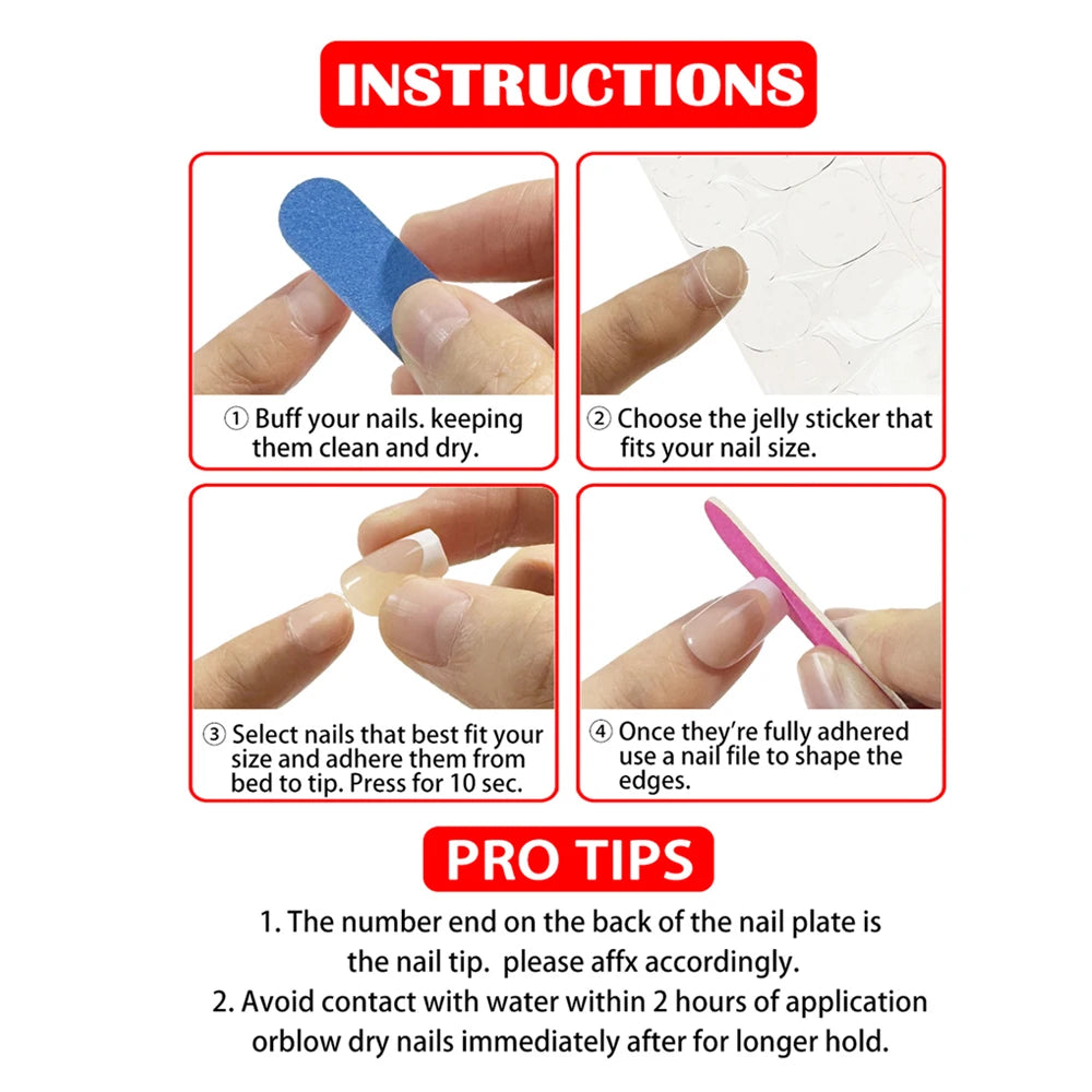 24Pcs/Long Ballet French Heart Glitter Stone Decoration Nail Press on Nail