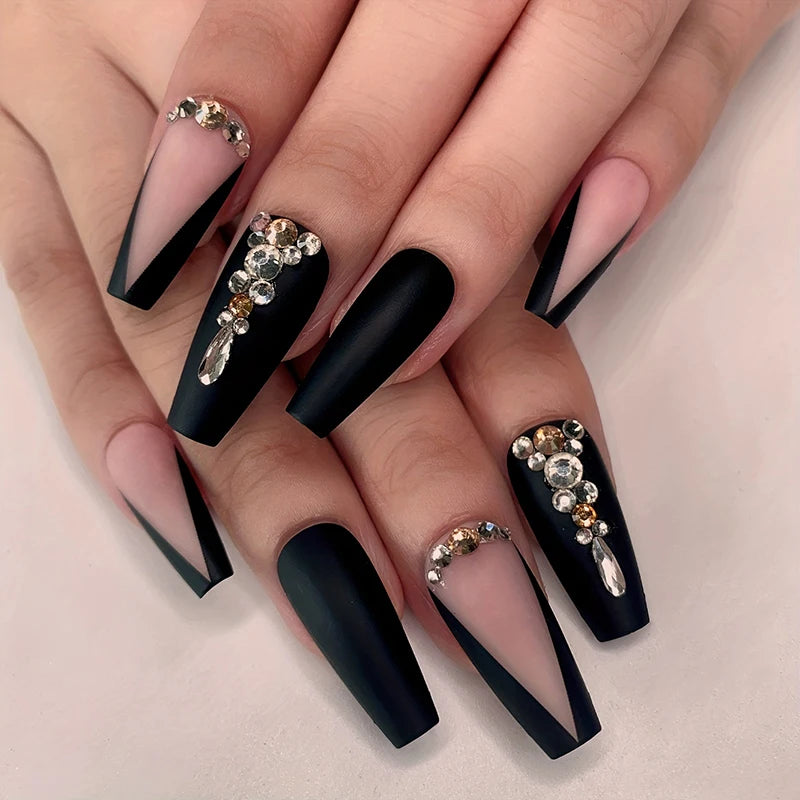 24pcs Nude French Fake Nails Need Adhesive Glue Glitter Press On Nails Wearable Nail Art Decoration Full Finished False Nail