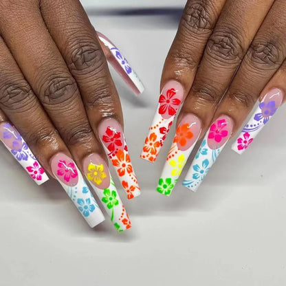24pcs Artifical Bails With Glue Fake Nail Tips With Design Detachable Press On Nails Long Fake Nail Finished Nail Piece Sticker