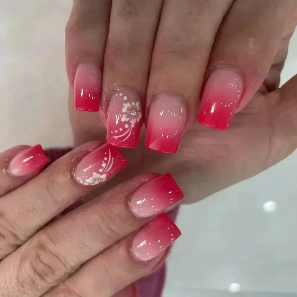 24Pcs French Tip  Press on Nails Short Coffin False Nails Simple Wearable Fake Nails Frosted Full Cover Press on Nail Tips Art