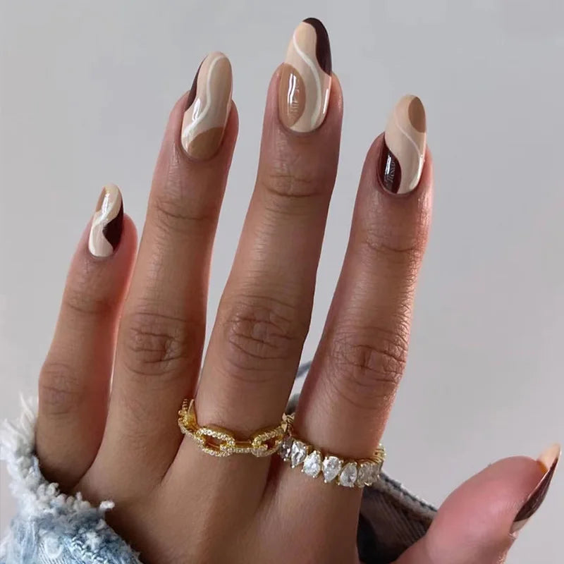 24Pcs Short Square Nude Fake Nails Art White Edge Glossy Artificial French False Nails Removable Full Cover Press on Nail Tips