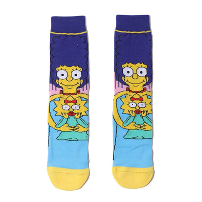 Simpsons Cartoon Anime Funny Socks Men Hip Hop Print Novelty Crazy Sokken Hip Hop Unisex Comfortable Skateboard Happy Meias