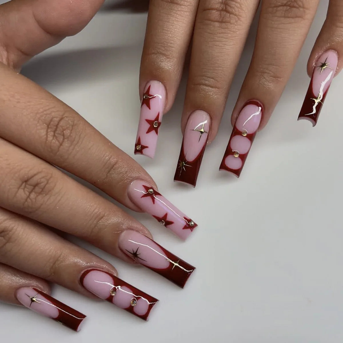 24Pcs Long Coffin Rhinestones Ballet Press