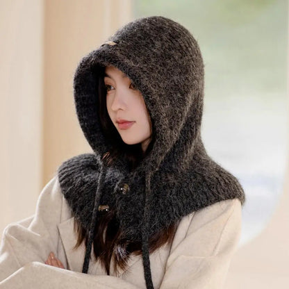 H Solid Color Hood Beanies Cycling Thickened Warm Ear Protection Straps Hat Neck Collar Scarf Cap Men Women Balaclava Caps New