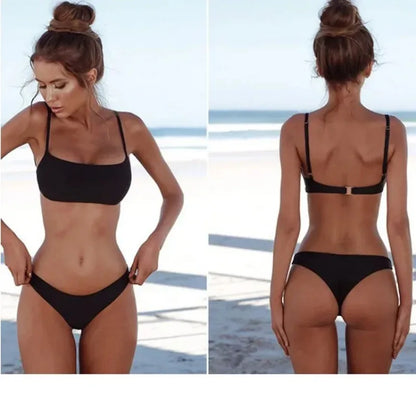 2024 New Sexy Push Ups No Padded Brazilian Bikini Sets Women's Retro Swimwear Swimwear Beach Sets Bikini Swimwear Straight