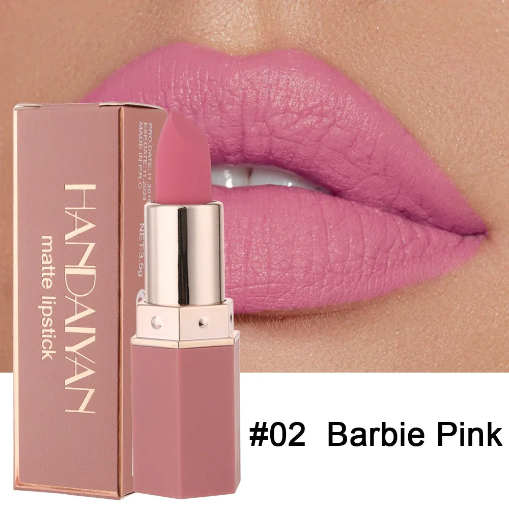 HANDAIYAN 6 Colours Matte Lipstick Velvet Easy Tinting Long-lasting LippenstiftTinted Balm 24 Hours WaterproofMakeup Lip Makeup