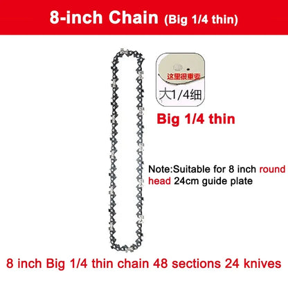 4  6 8 Inch Mini Steel Chainsaw Chains 1/4 Electric Chainsaws Accessory Chains Replacement Mini Electric Chainsaw Chain Saw