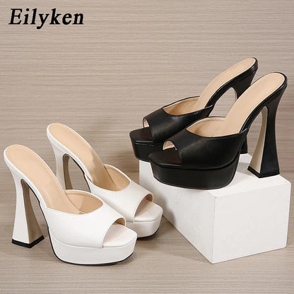 Designer Platform Extreme High Heels Women Slippers Peep Toe Banquet Shoes