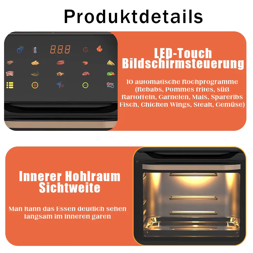 4/5/6/7/10/12L Electric Air Fryers Oil-free Automatic Household Kitchen 360°Baking Convection Oven Deep Fryer without Oil