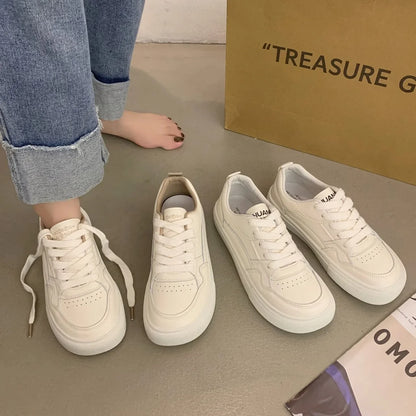 Little White Shoes Women Sneakers 2024 New Breathable Genuine Leather Women's Shoes Casual Sports Board Shoes Sneaker  Adult