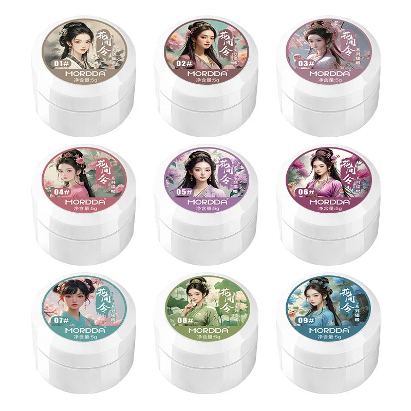 6ml Jelly Nude/Pink/Blue Cat Eye Magnetic Nail Gel Polish Glitter Silk Mirror Cat Eye's Gel Varnish Soak Off UV Gel Nail Polish