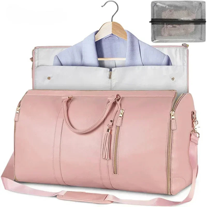 Gifts Large PU Folding Suit Storage Bag Foldable Women's Travel Convenient Clothing Bag Duffel Bag Women's Business Travel Bag