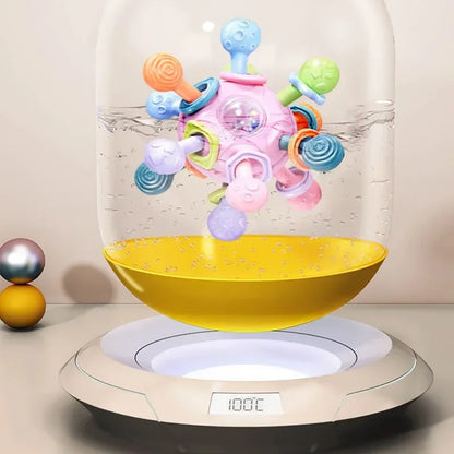 Baby Toys 0 1 2 Months Rotating Rattle Ball Grasping Activity Baby Development Toy Silicone Rattles Baby Sensory Toys for Babies