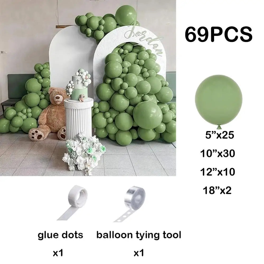 92pc Sage Green Balloons Garland Arch Kit White Gold Confetti Balloon Baby Shower Birthday Party Wedding Decoration Latex Globos