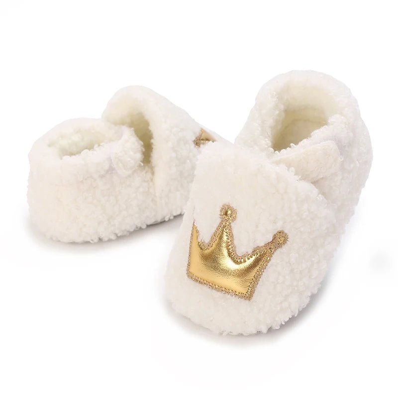 Fashionable Lamb Down Newborn Baby Girl Knitted Baby Soft Sole Shoes