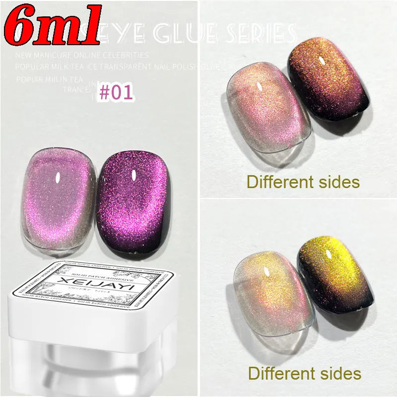 6ml Jelly Nude/Pink/Blue Cat Eye Magnetic Nail Gel Polish Glitter Silk Mirror Cat Eye's Gel Varnish Soak Off UV Gel Nail Polish