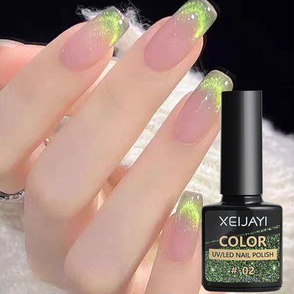 6ml Jelly Nude/Pink/Blue Cat Eye Magnetic Nail Gel Polish Glitter Silk Mirror Cat Eye's Gel Varnish Soak Off UV Gel Nail Polish