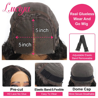 Glueless Wigs Kinky Straight 13x4 Lace Front Human Hair