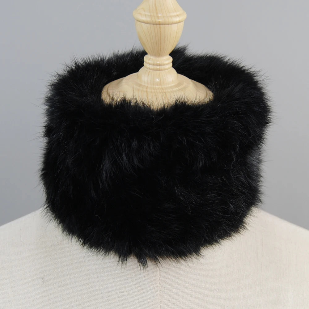 Good Elastic Rex Rabbit Fur Ring Scarves Winter Warm Women Genuine Rex Rabbit Fur Scarf Knitted Real Natural Fur Wraps Headbands