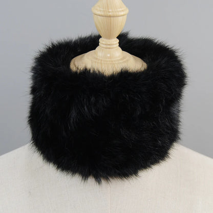 Good Elastic Rex Rabbit Fur Ring Scarves Winter Warm Women Genuine Rex Rabbit Fur Scarf Knitted Real Natural Fur Wraps Headbands