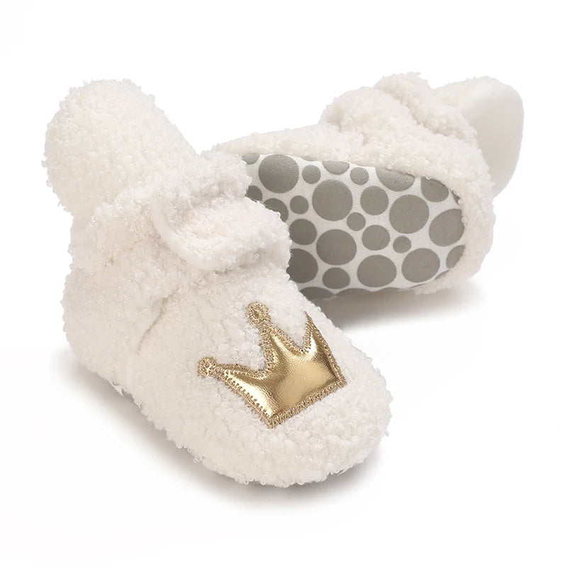 Fashionable Lamb Down Newborn Baby Girl Knitted Baby Soft Sole Shoes