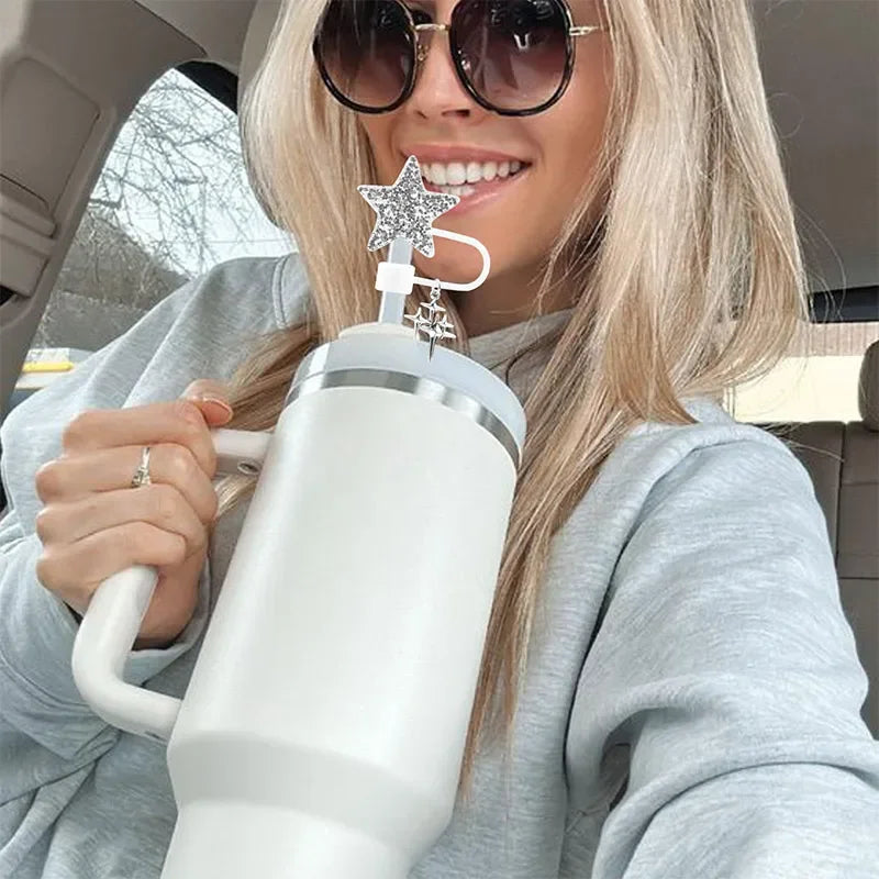 4pcs/set 30/40 Oz Tumbler Cup Silicone Straw Covers for Stanley Cute Heart Straw Cover Dust Proof Plugs Protector Straw Tips