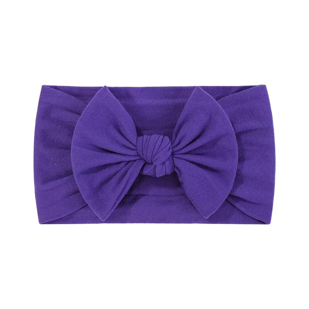 1Pc Simple Solid Color Broadside Bowknot Headband for Baby Girl Elastic Hair Band Basic Turban Headwear Infant Hair Accessories