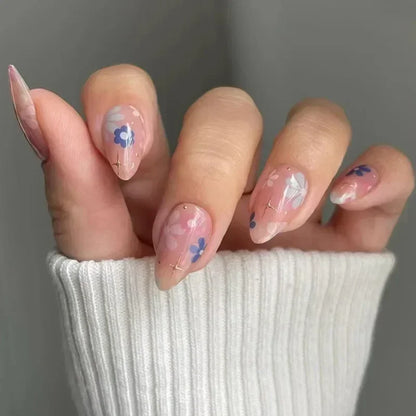 24Pcs Pink Almond French Press on Nails With 3D Bow ripple charms Design Fake Nails Ballerina False Nails Full Cover Nail Tips