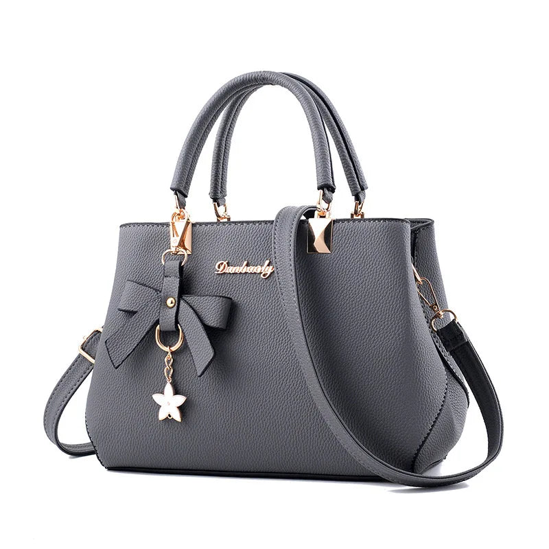 Elegant Bags with flower pendant Office Ladies Totes Pure Handbag for female Crossbody Shoulder Bags