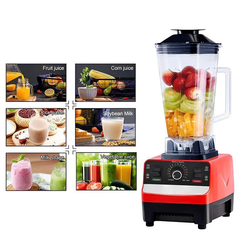 2000W Efficiently Blender Stationary Mixer Food Processor Ice Smoothies 2-in-1 Durable High Power Juicer Blender for Kitchen