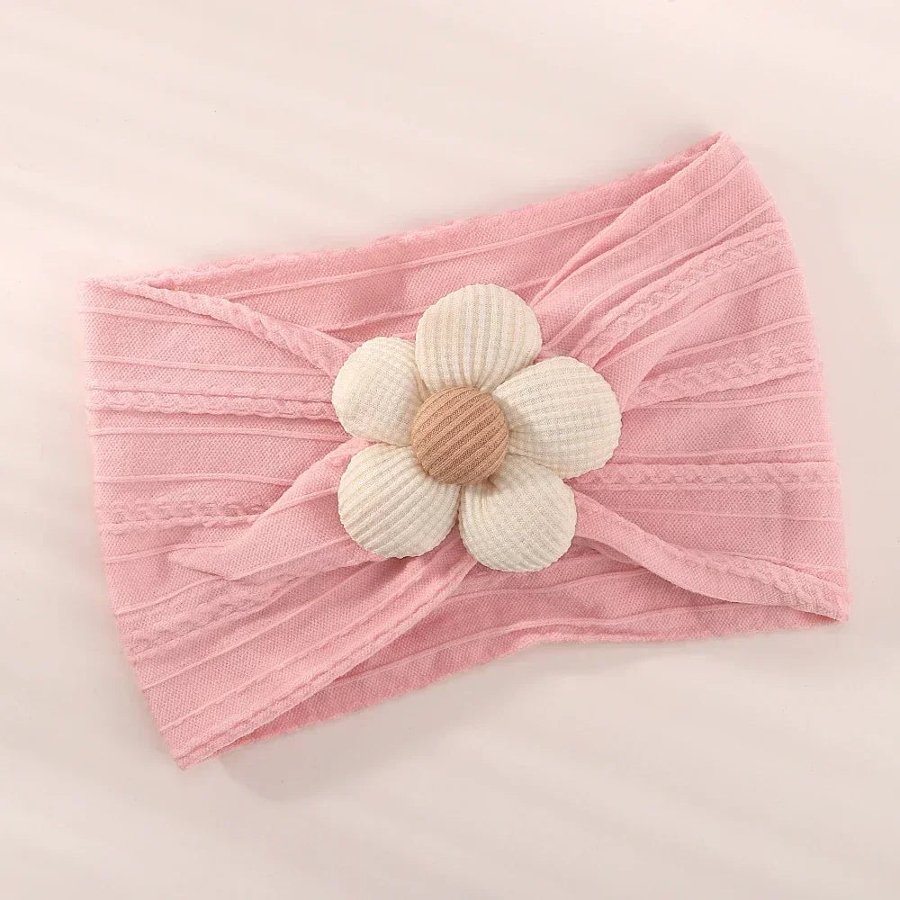 1Pc Soft Nylon Headscarf Astique Suitable for Newborn Baby Girl Flower Headband Elastic Hairband Turban Toddler Hair Accessories