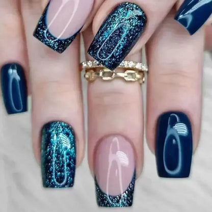24Pcs French Tip  Press on Nails Short Coffin False Nails Simple Wearable Fake Nails Frosted Full Cover Press on Nail Tips Art