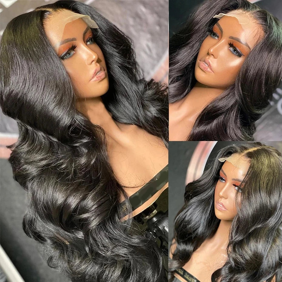 34inch Body Wave 360 Full Lace Wig Human Hair PrePlucked Transparent