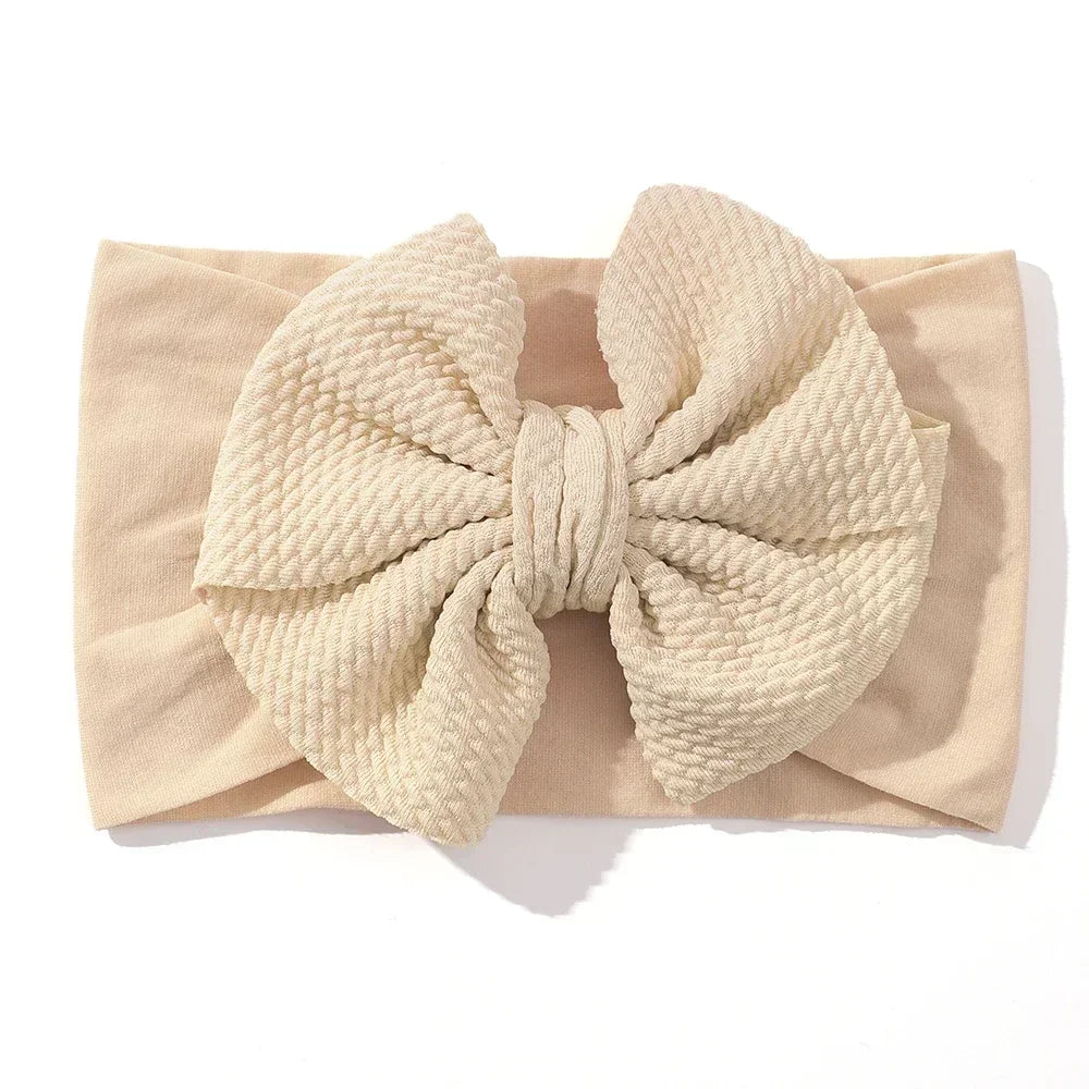 1Pcs Baby Elastic Headband Lovely Big Bows Wide Head Band Soft Newborns Solid Color Headscarf Hairband Babe Hair Accessories