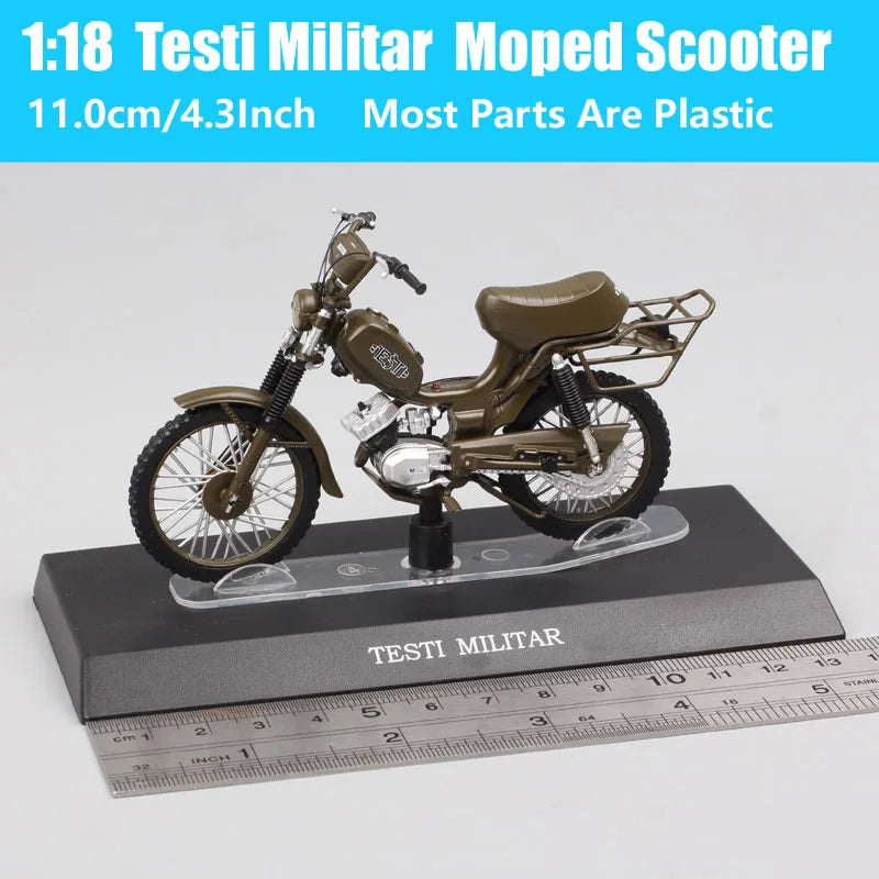 1/18 Scale Testi Militar Beta Boy Benelli Motorella Montesa Velosolex 2200 Malaguti Negrini Harvard Moped Model Bike Scooter Toy