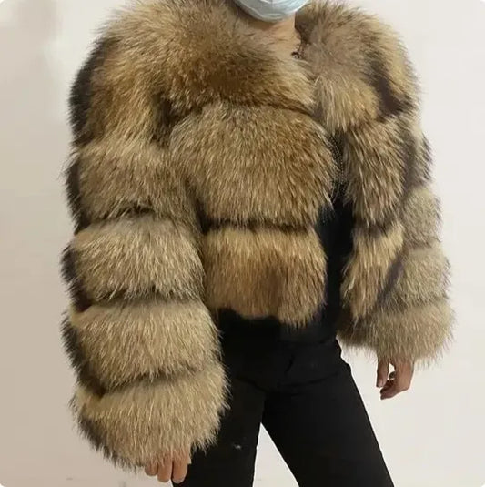Raccoon Fur Jacket Autumn Winter Faux Fur Fox Coats Short Coat
