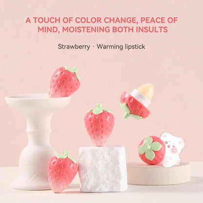 Shiji Strawberry Temperature-Changing Lip Balm — Intense Hydration, Protects and Softens Lips, Perfect for Students
