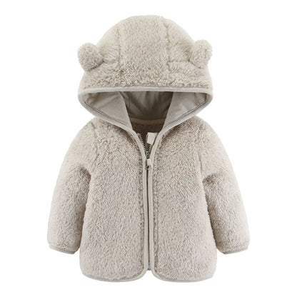 Spring and Autumn Children's Fleece Coat Baby Bear Ears Long Sleeve Warm Jacket 0-3 Years Old Child Clothing