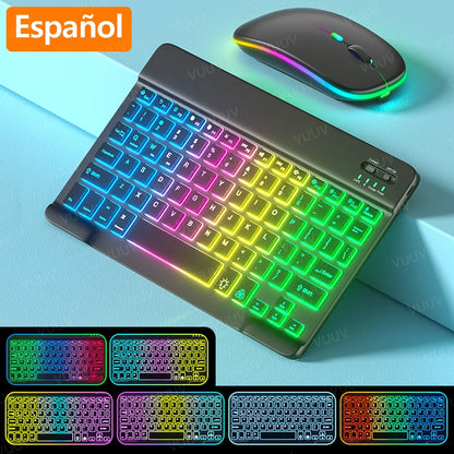 Wireless Bluetooth Keyboard for iPad Tablet Cell Phone Slim Backlit Rechargeable Tablet Keyboard Spanish Korean for Xiaomi Pad 6