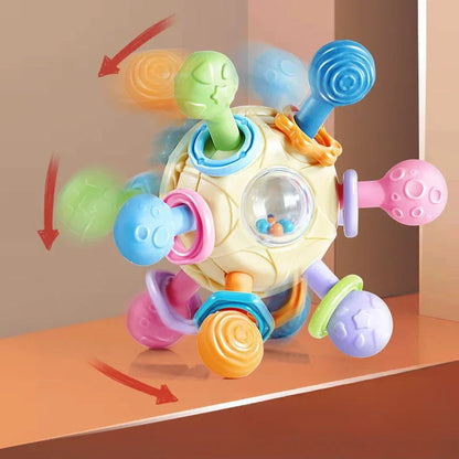 Baby Toys 0 1 2 Months Rotating Rattle Ball Grasping Activity Baby Development Toy Silicone Rattles Baby Sensory Toys for Babies