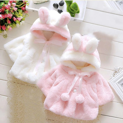 Children's new cape girls autumn and winter wool sweater shawl baby ear fleece jacket cape