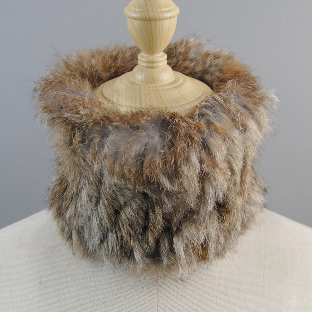 Good Elastic Rex Rabbit Fur Ring Scarves Winter Warm Women Genuine Rex Rabbit Fur Scarf Knitted Real Natural Fur Wraps Headbands